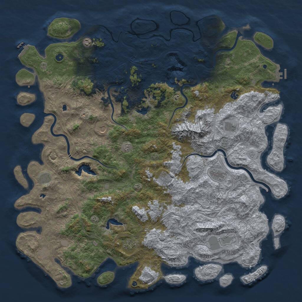 Rust Map: Procedural Map, Size: 6000, Seed: 1337089253, 17 Monuments