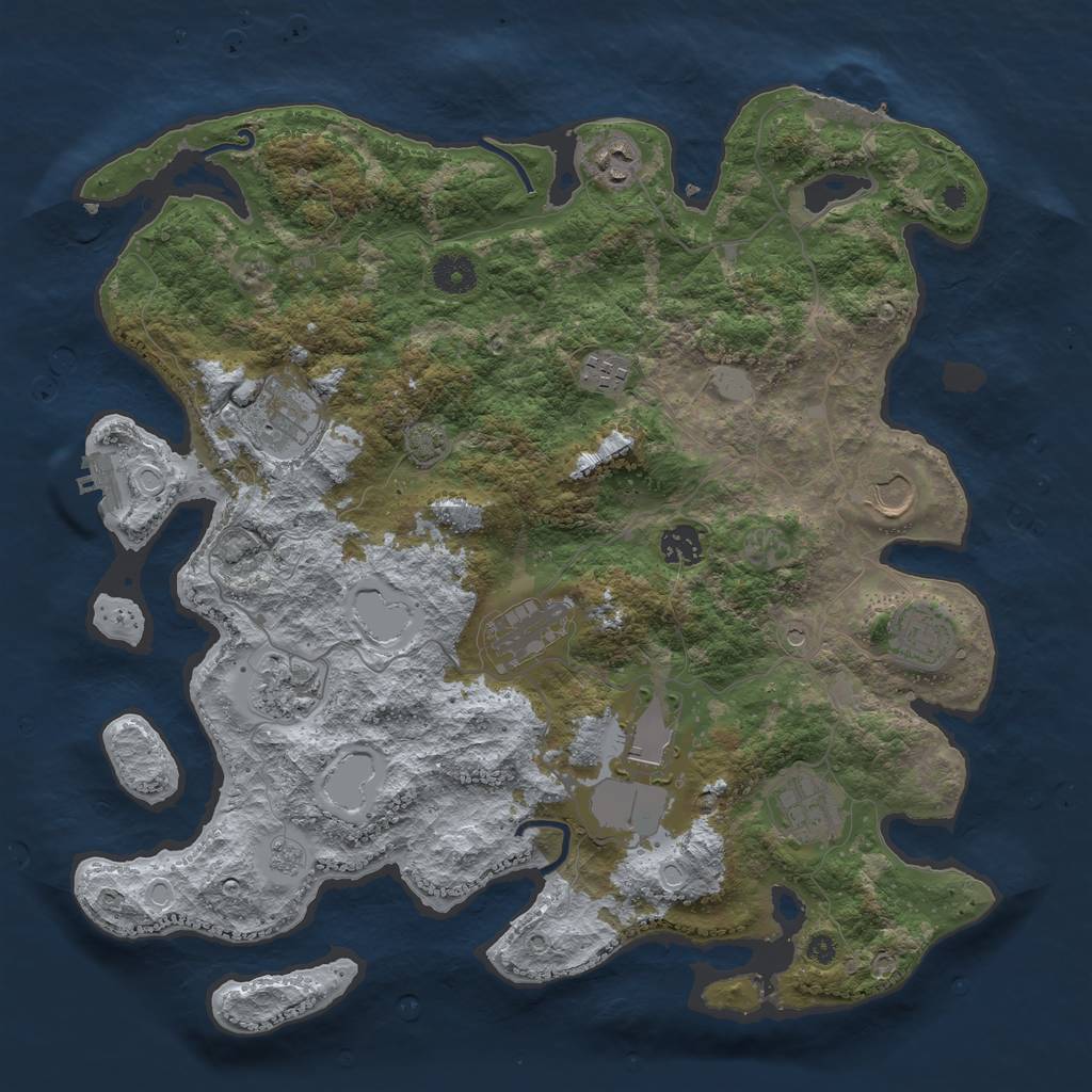 Rust Map: Procedural Map, Size: 3900, Seed: 308548, 18 Monuments