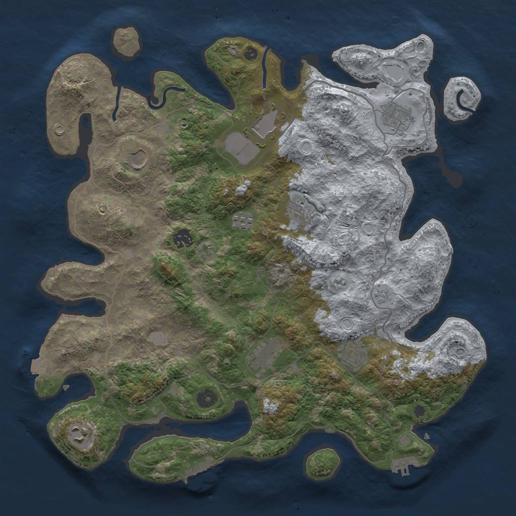 Rust Map: Procedural Map, Size: 4000, Seed: 1198737022, 17 Monuments