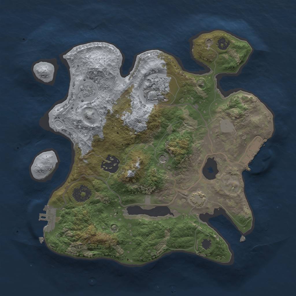 Rust Map: Procedural Map, Size: 2500, Seed: 64998, 10 Monuments
