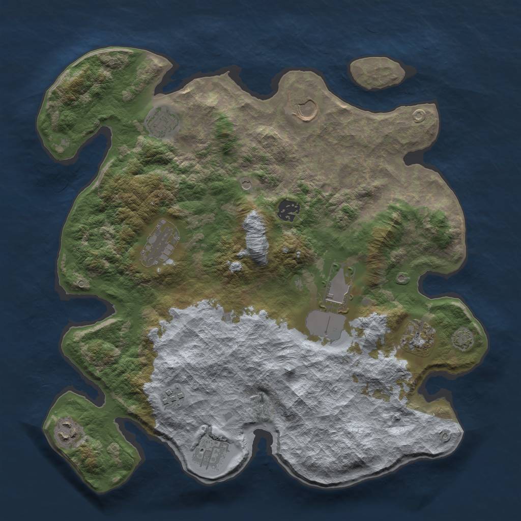 Rust Map: Barren, Size: 3600, Seed: 648254, 13 Monuments