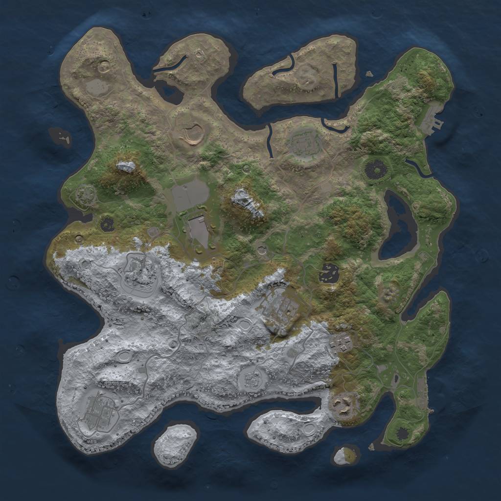 Rust Map: Procedural Map, Size: 3600, Seed: 1804701650, 17 Monuments