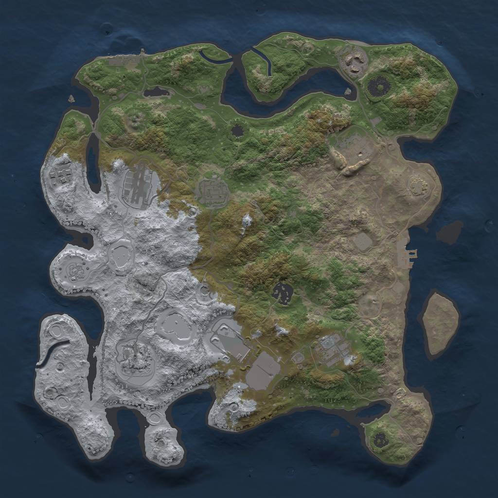 Rust Map: Procedural Map, Size: 3500, Seed: 1831484016, 17 Monuments