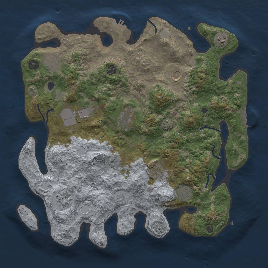 Rust Map: Procedural Map, Size: 3900, Seed: 3, 18 Monuments