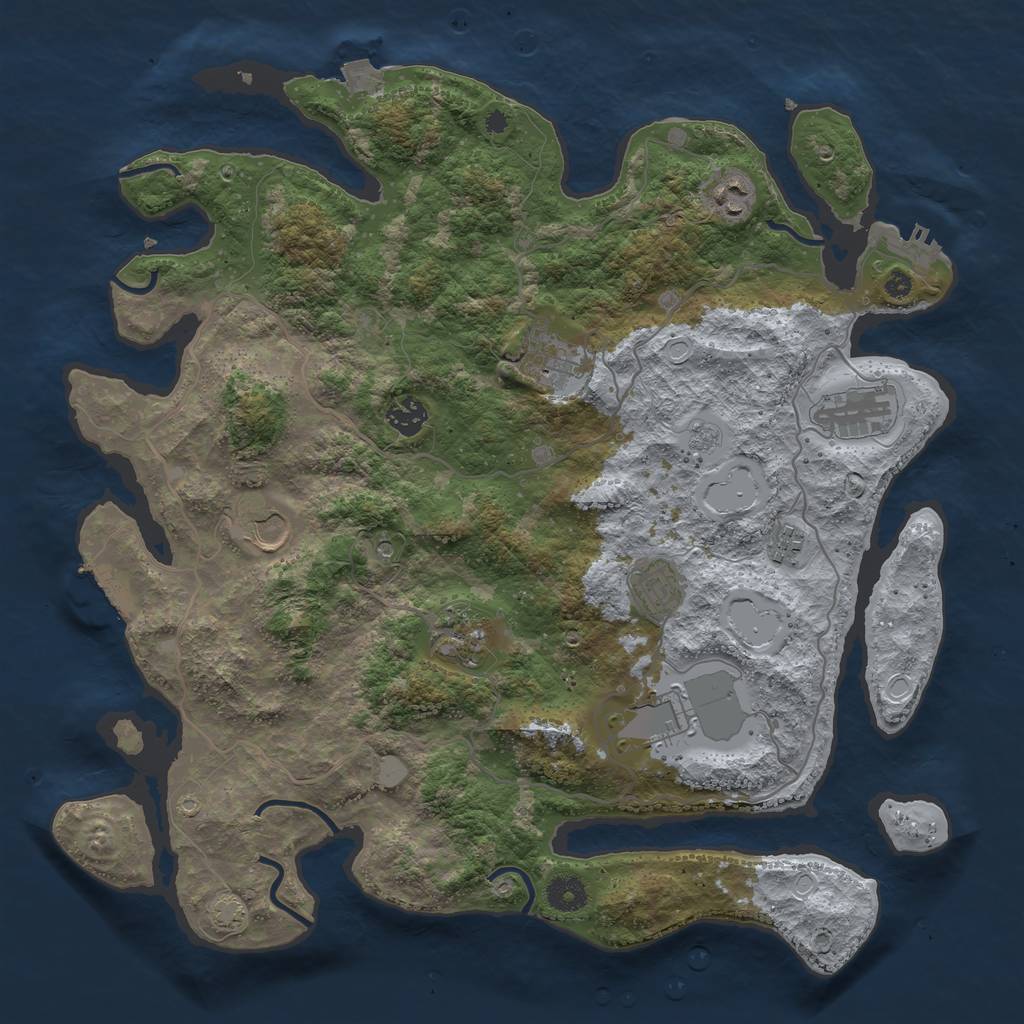 Rust Map: Procedural Map, Size: 4000, Seed: 1617883706, 17 Monuments