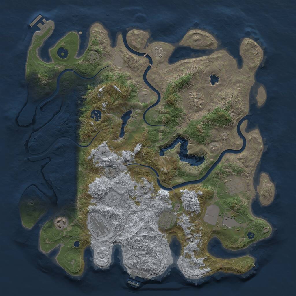 Rust Map: Procedural Map, Size: 4000, Seed: 73017851, 14 Monuments