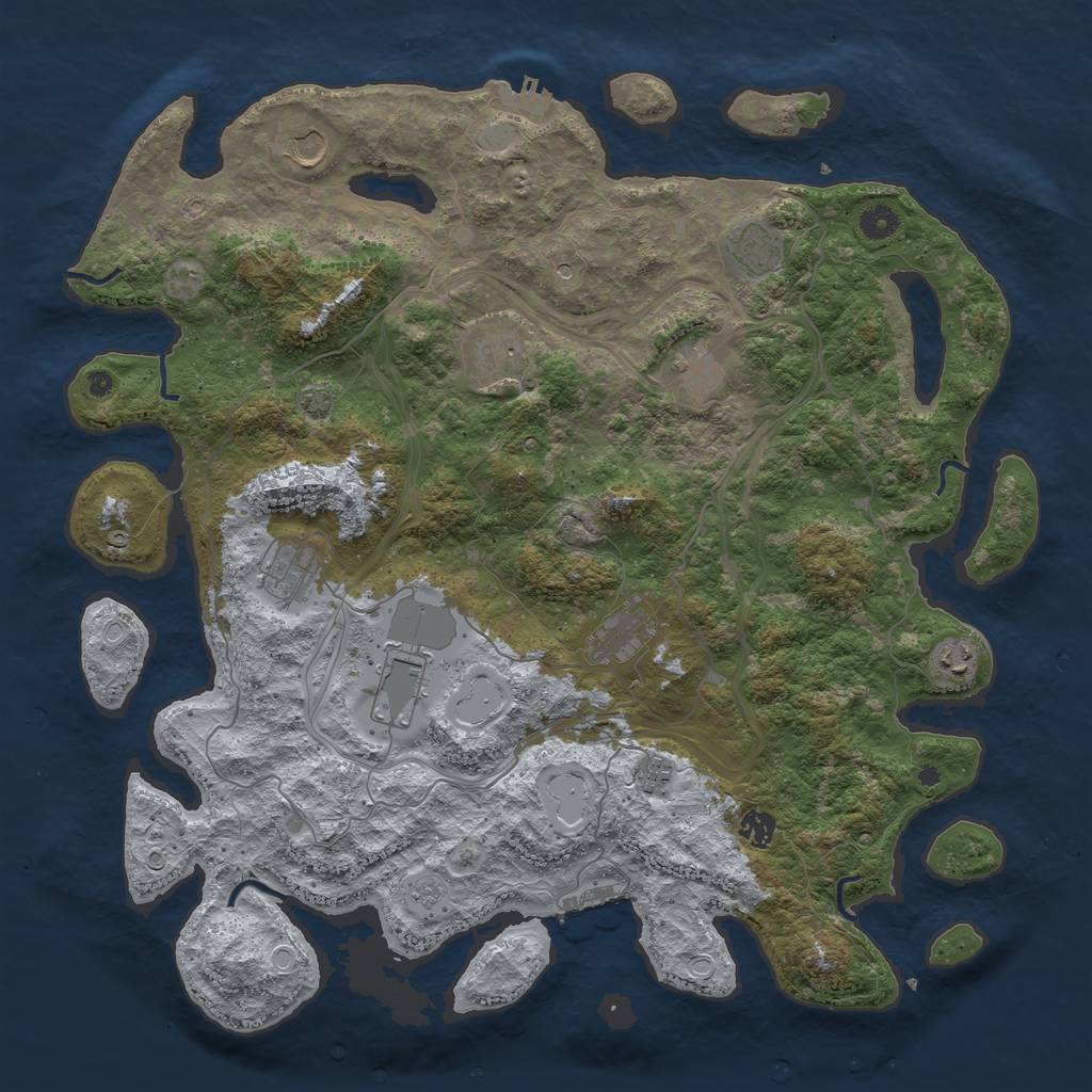 Rust Map: Procedural Map, Size: 4500, Seed: 88112233, 18 Monuments