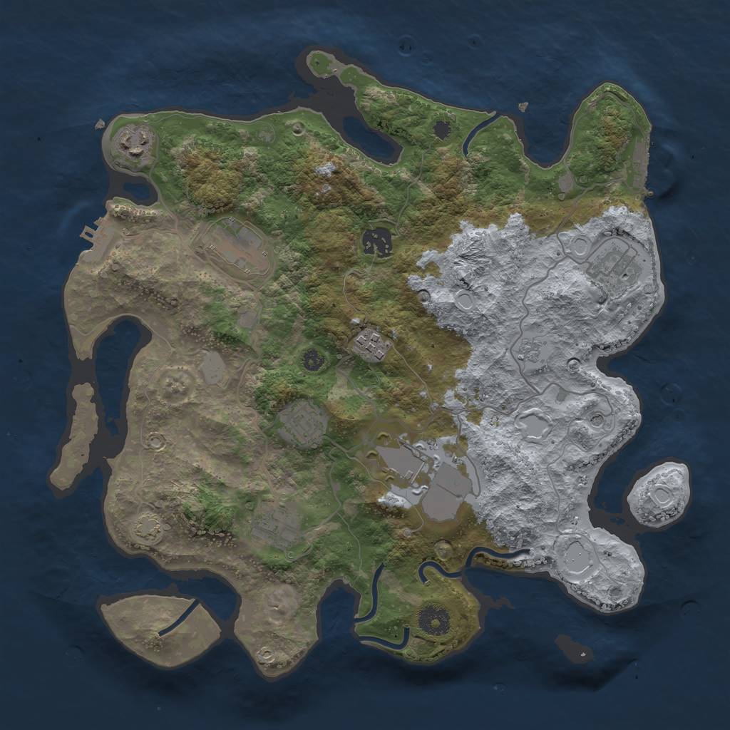 Rust Map: Procedural Map, Size: 3500, Seed: 9123745, 16 Monuments