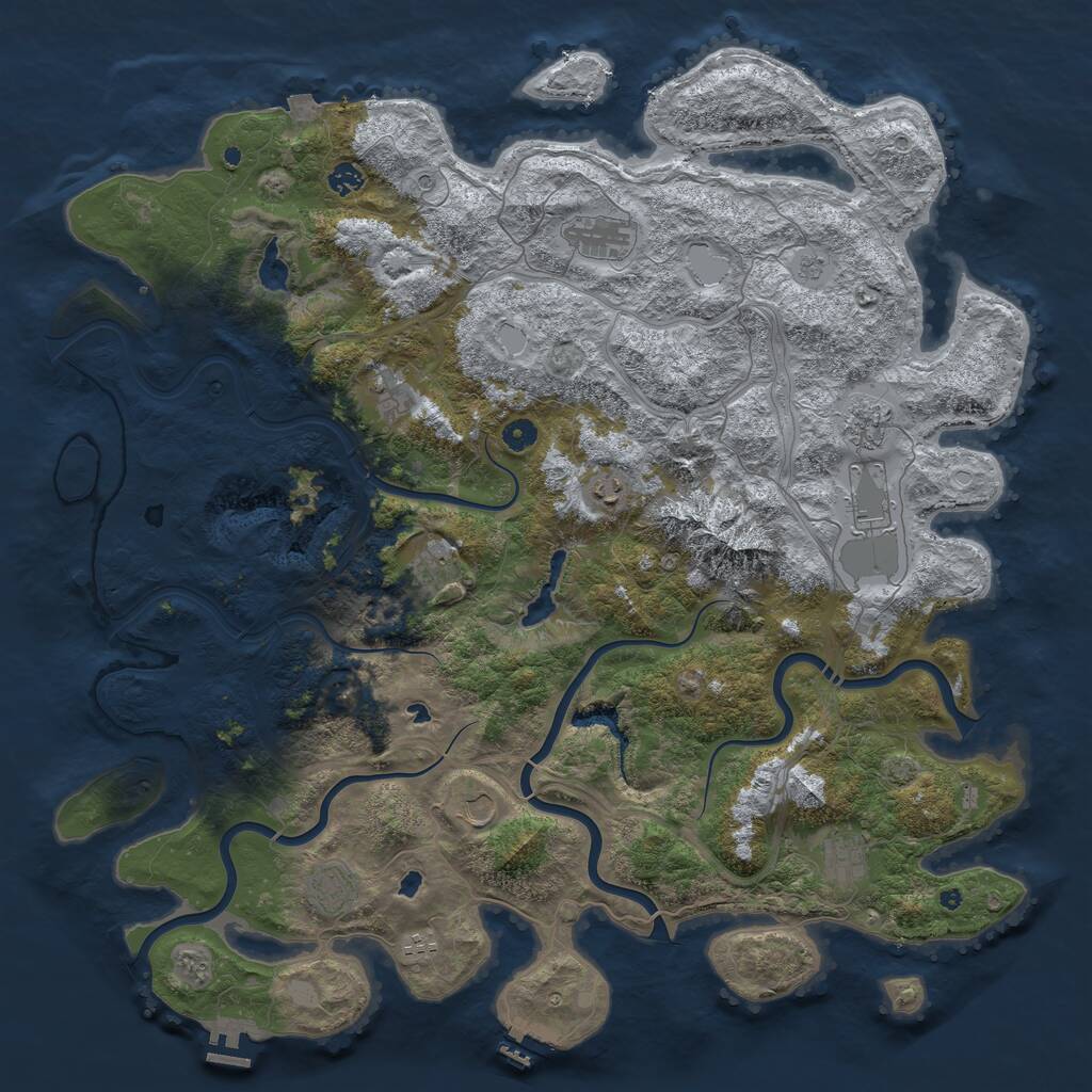 Rust Map: Procedural Map, Size: 5000, Seed: 5656565, 17 Monuments