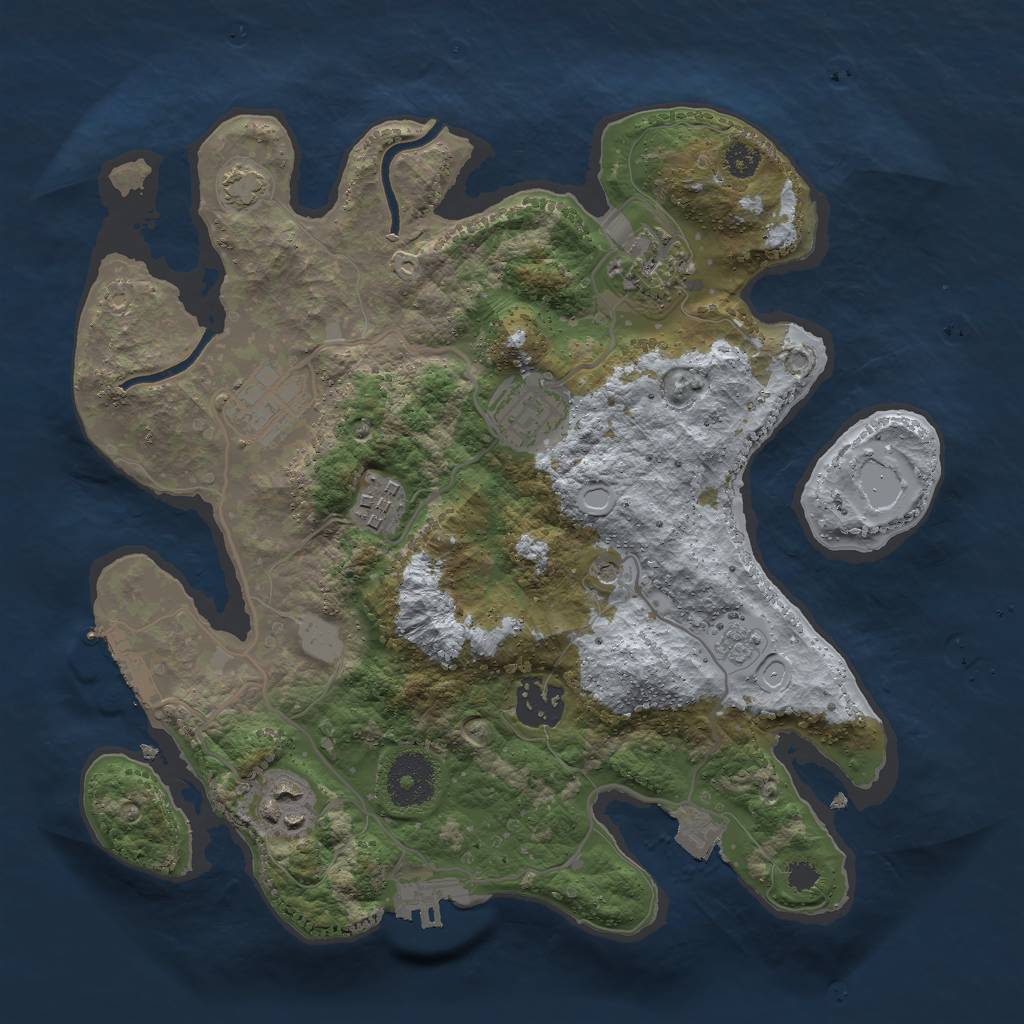 Rust Map: Procedural Map, Size: 3000, Seed: 1193436033, 14 Monuments