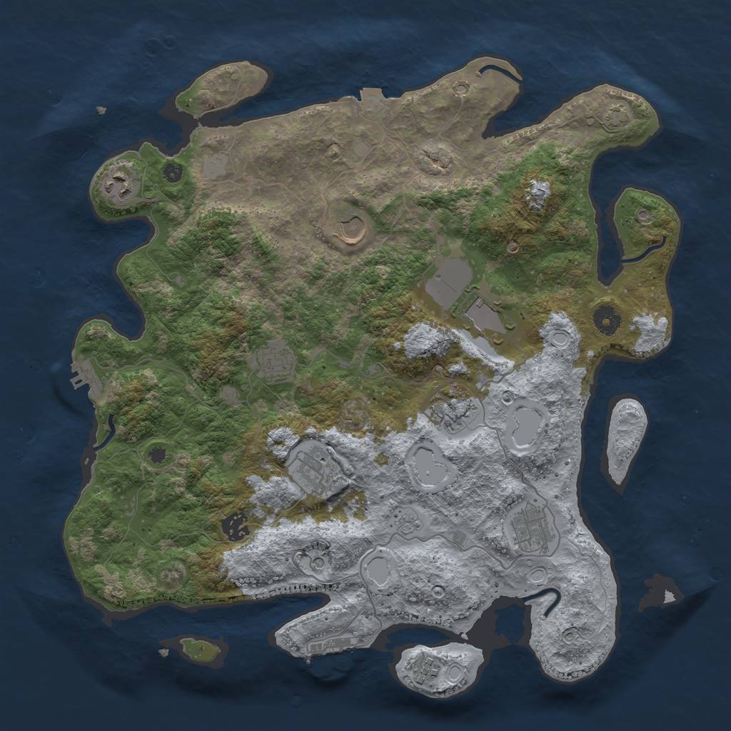 Rust Map: Procedural Map, Size: 3900, Seed: 227592, 17 Monuments
