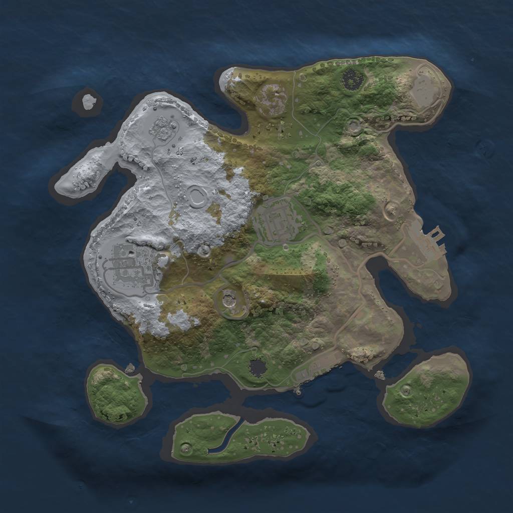 Rust Map: Procedural Map, Size: 2500, Seed: 1104814330, 9 Monuments