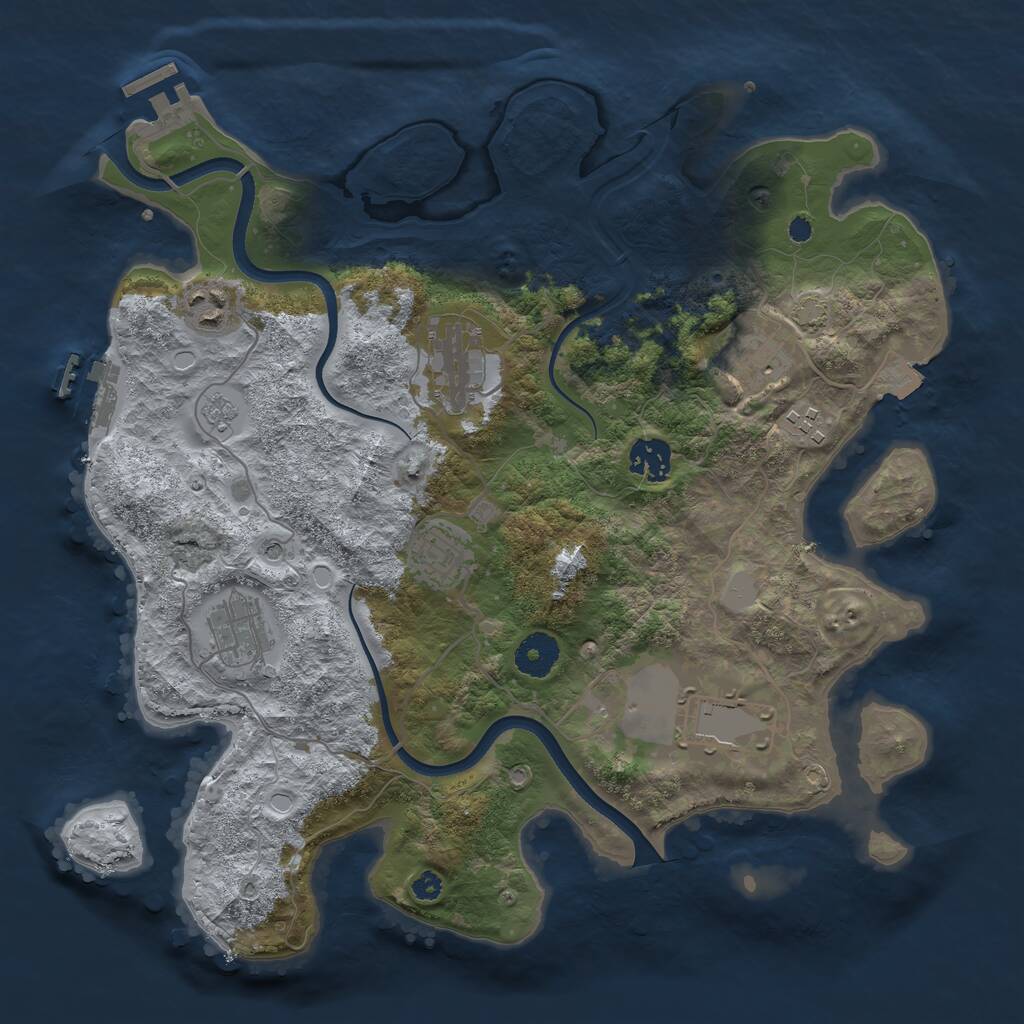 Rust Map: Procedural Map, Size: 3550, Seed: 329591, 14 Monuments