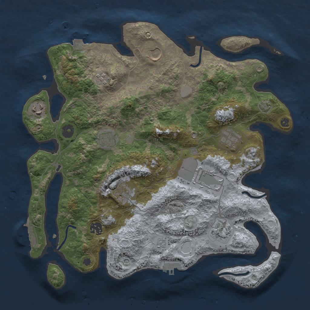 Rust Map: Procedural Map, Size: 3600, Seed: 11804, 17 Monuments
