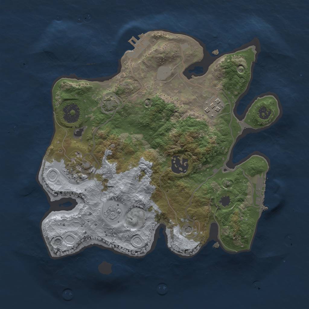 Rust Map: Procedural Map, Size: 2500, Seed: 1569, 11 Monuments
