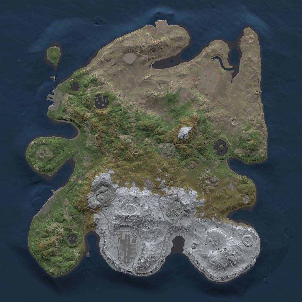 Rust Map: Procedural Map, Size: 3000, Seed: 1180060149, 13 Monuments