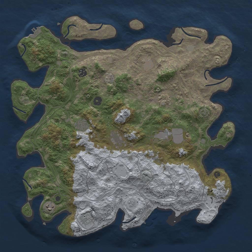 Rust Map: Procedural Map, Size: 4250, Seed: 2007274767, 17 Monuments