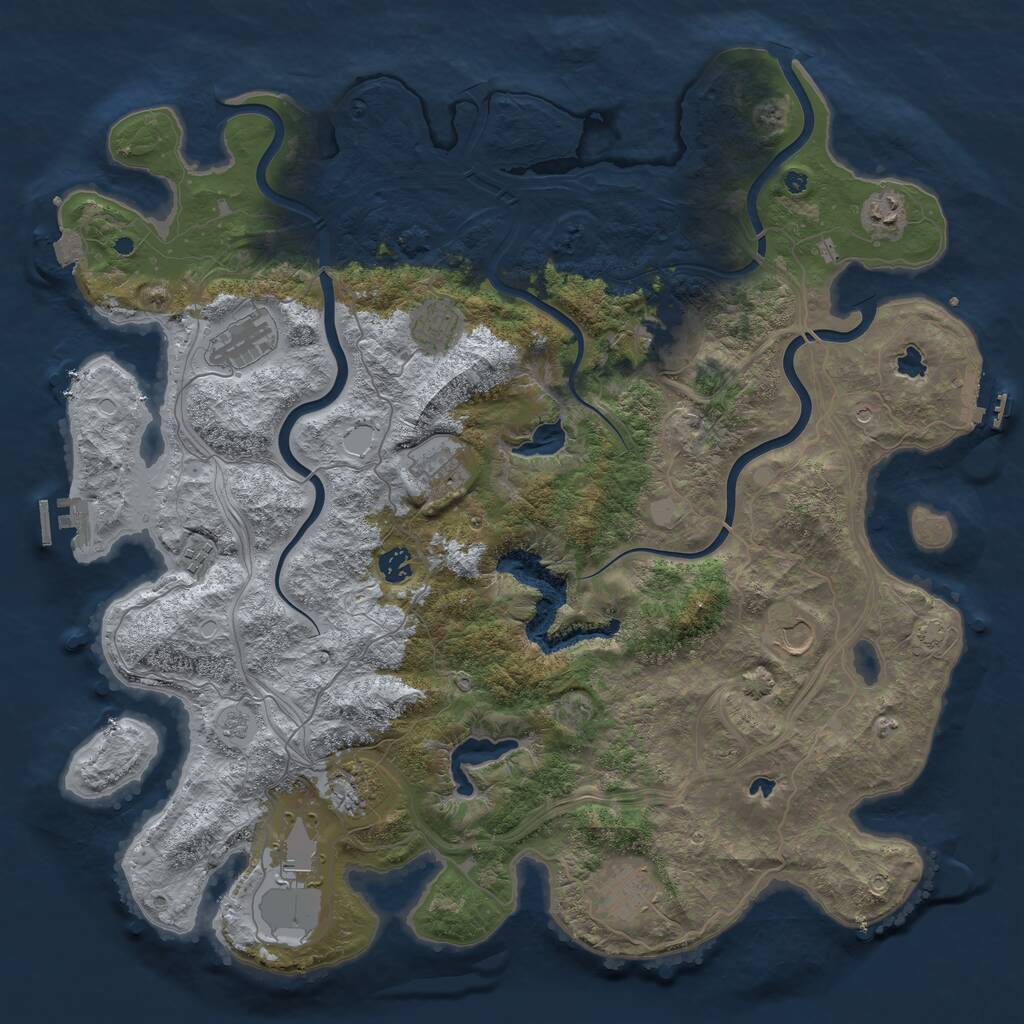 Rust Map: Procedural Map, Size: 4500, Seed: 115828549, 17 Monuments