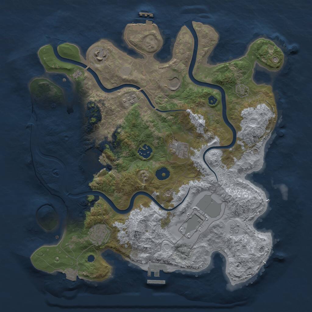 Rust Map: Procedural Map, Size: 3500, Seed: 1228949072, 14 Monuments