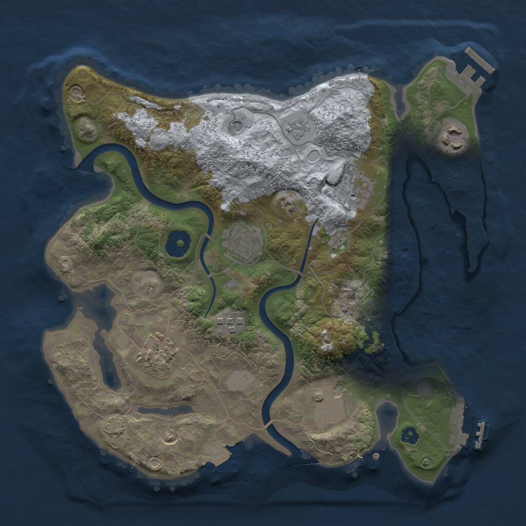 Rust Map: Procedural Map, Size: 3000, Seed: 2902, 12 Monuments