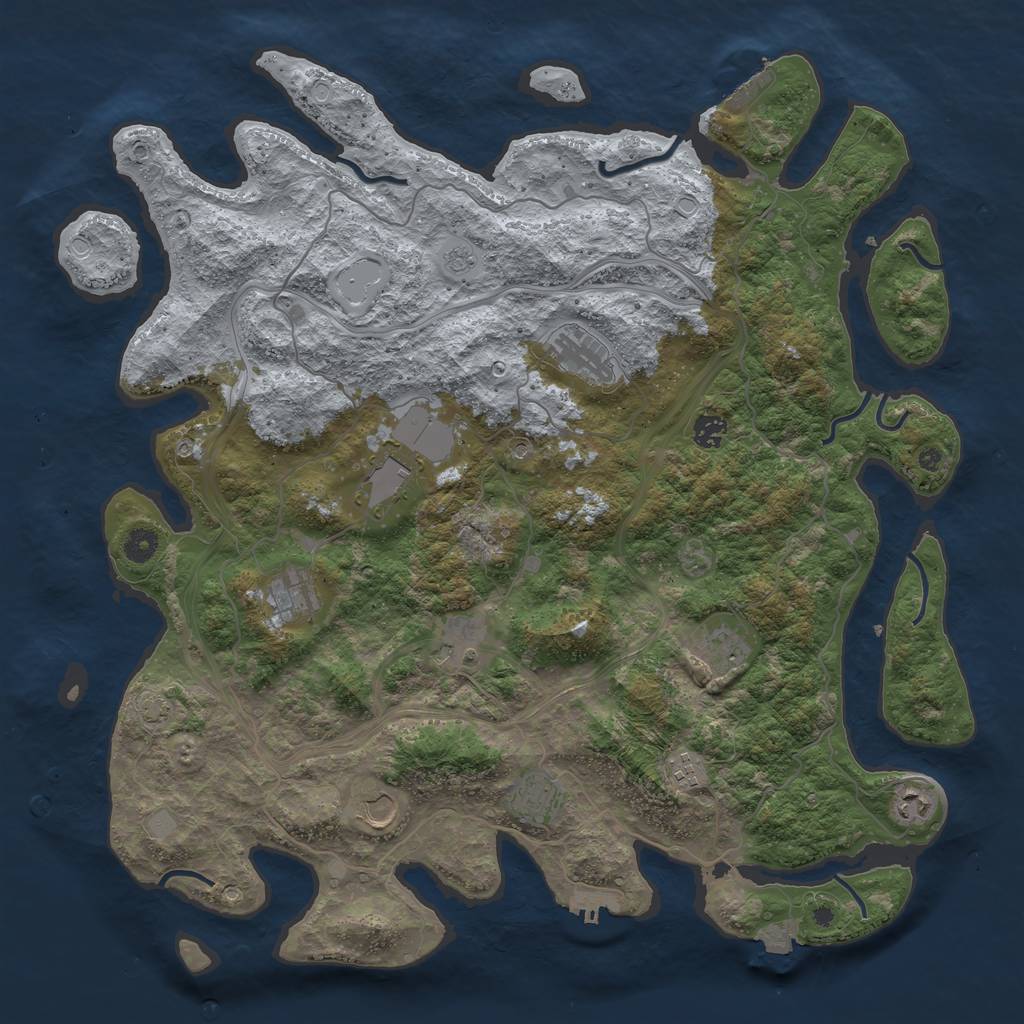 Rust Map: Procedural Map, Size: 4500, Seed: 230257, 18 Monuments