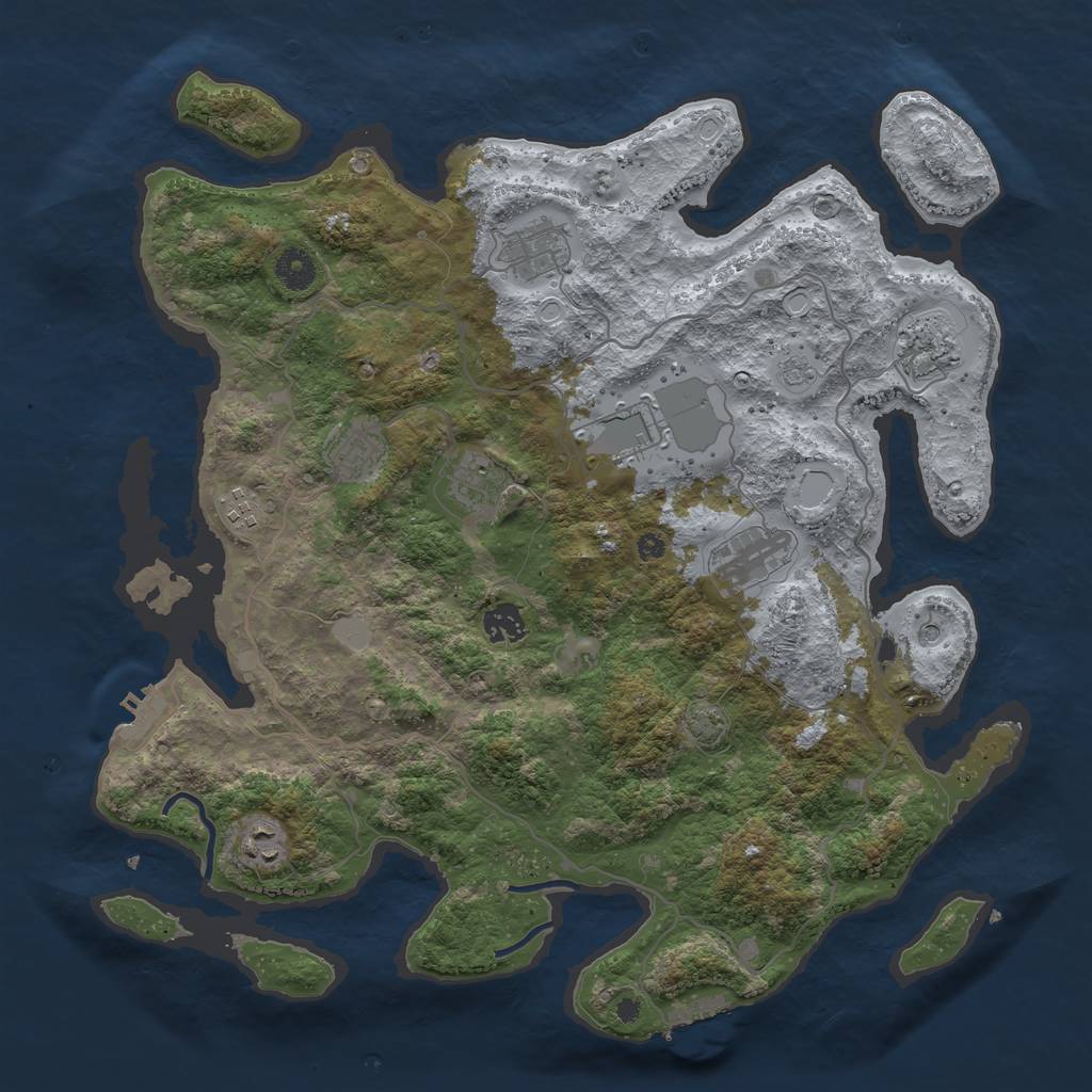 Rust Map: Procedural Map, Size: 4000, Seed: 300716981, 17 Monuments