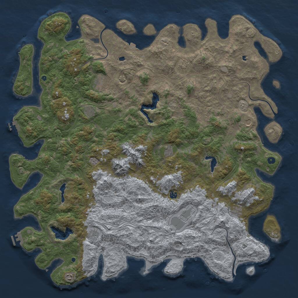 Rust Map: Procedural Map, Size: 6000, Seed: 2007274767, 17 Monuments