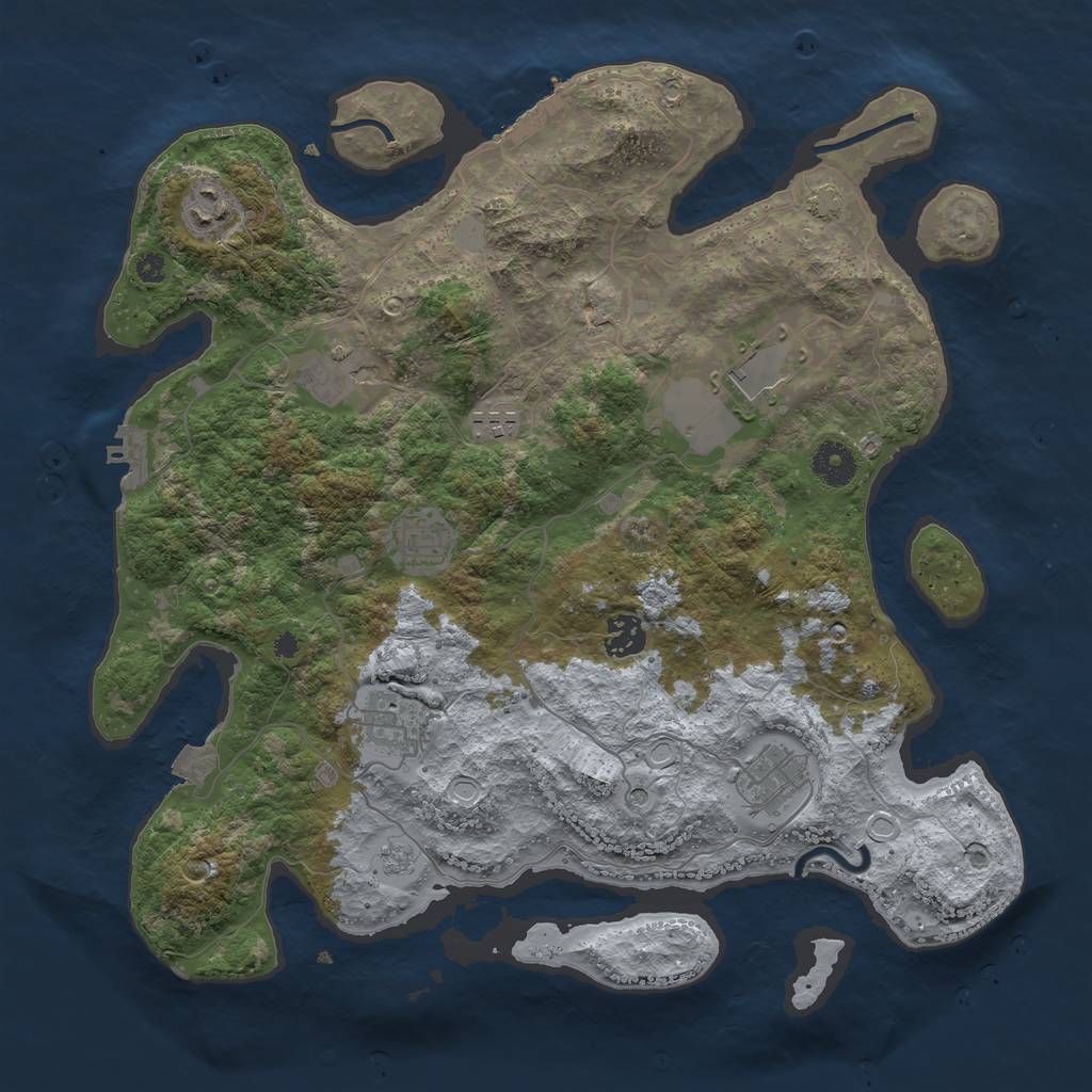 Rust Map: Procedural Map, Size: 3750, Seed: 1595497613, 16 Monuments