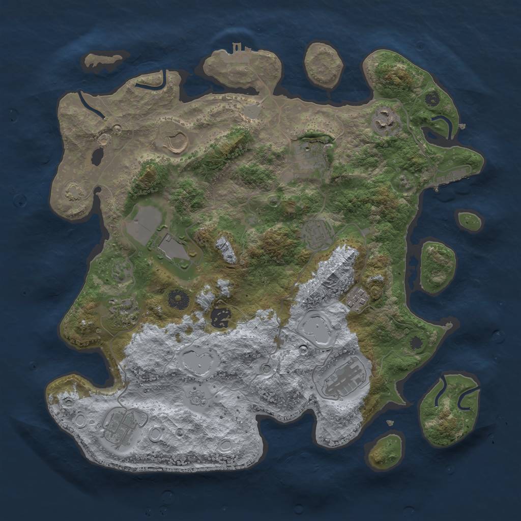 Rust Map: Procedural Map, Size: 3700, Seed: 18217, 18 Monuments