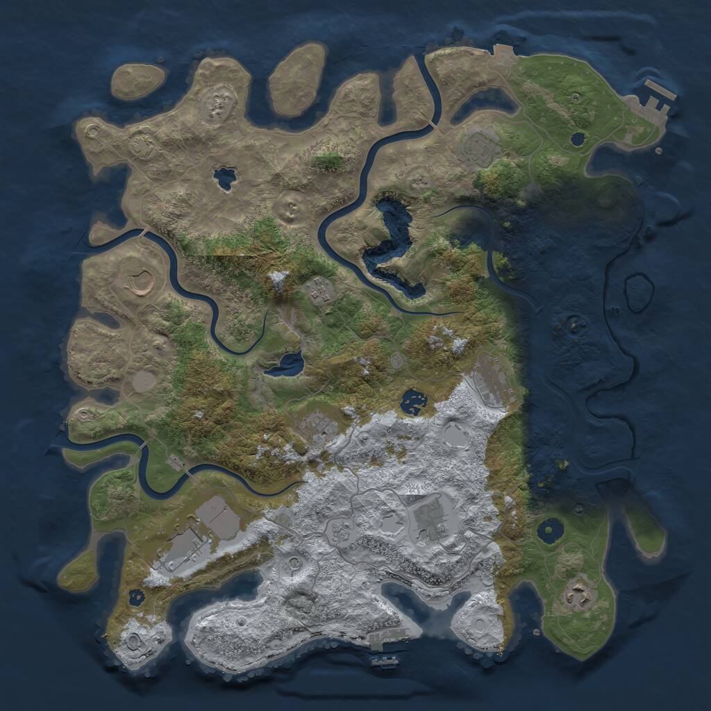 Rust Map: Procedural Map, Size: 4200, Seed: 203954970, 15 Monuments