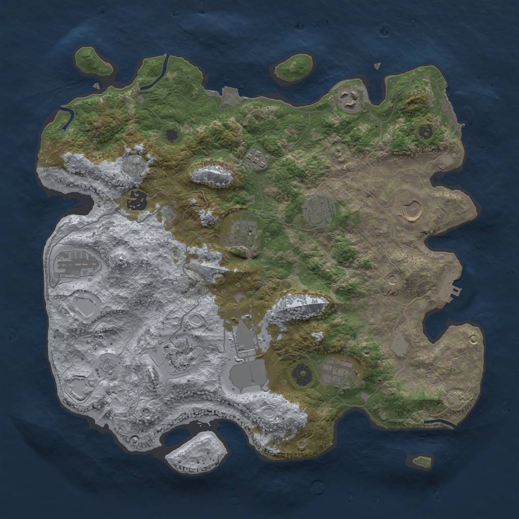 Rust Map: Procedural Map, Size: 3750, Seed: 236382996, 18 Monuments