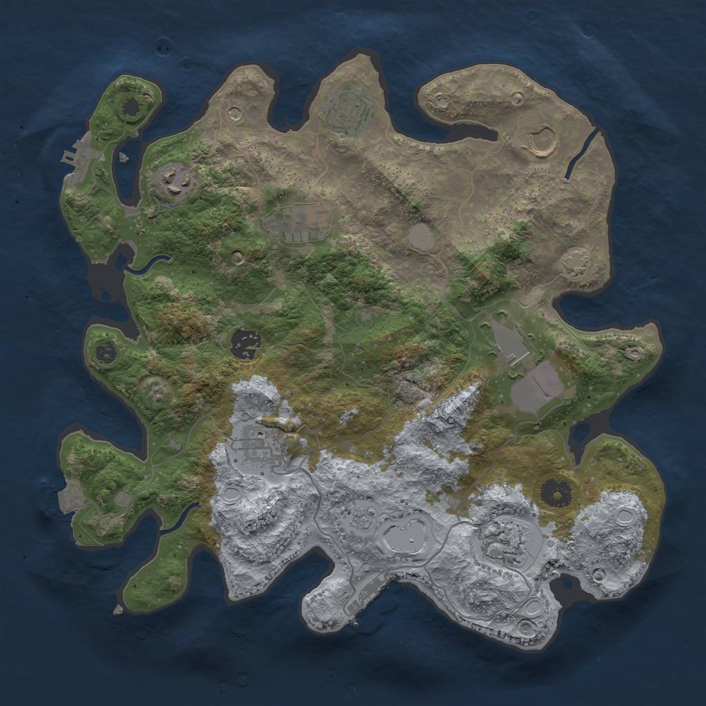 Rust Map: Procedural Map, Size: 3500, Seed: 773835820, 16 Monuments