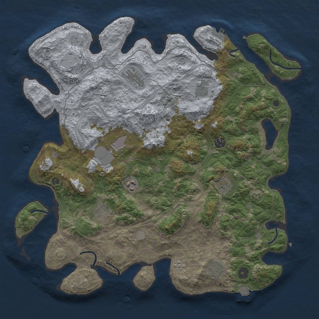 Rust Map: Procedural Map, Size: 4250, Seed: 876656169, 16 Monuments