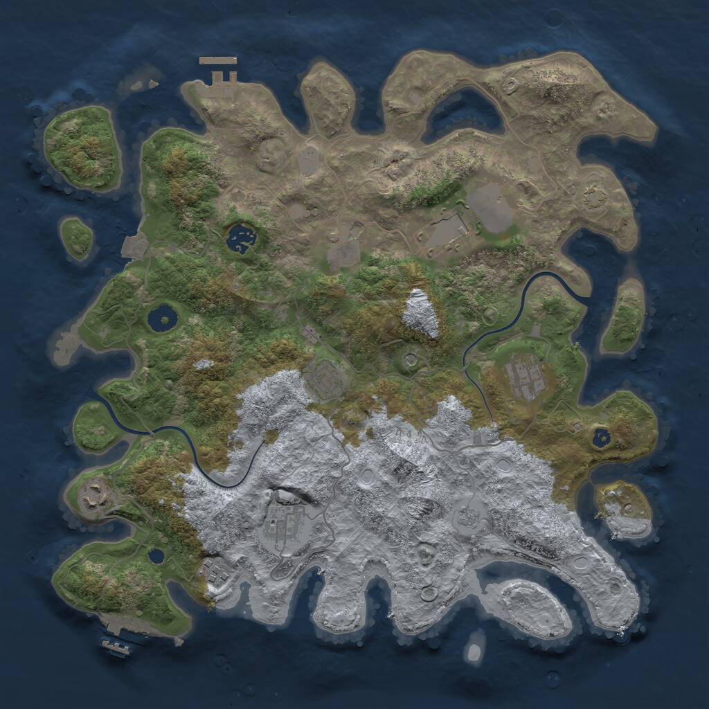 Rust Map: Procedural Map, Size: 3800, Seed: 110846, 14 Monuments