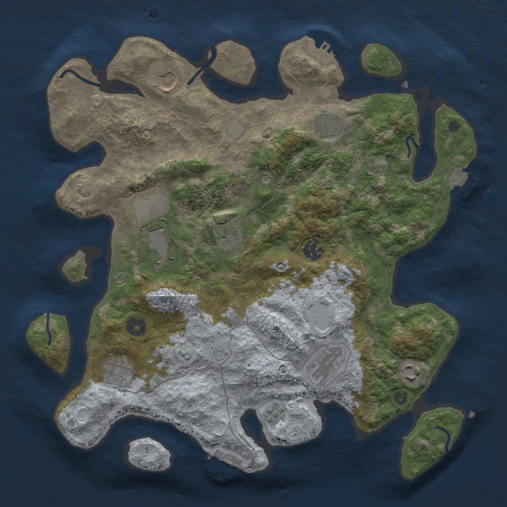 Rust Map: Procedural Map, Size: 3800, Seed: 674592, 17 Monuments