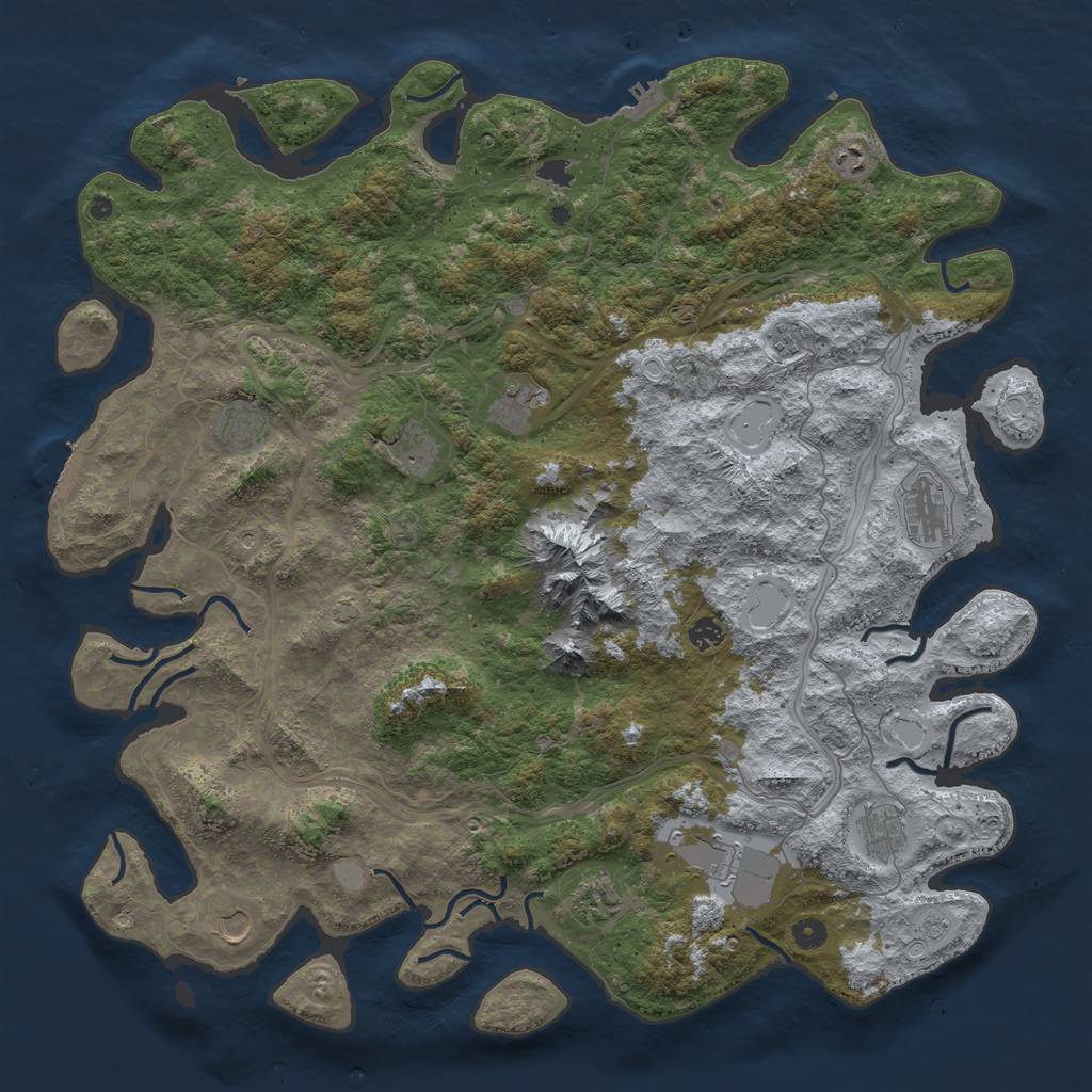 Rust Map: Procedural Map, Size: 5000, Seed: 9947574, 19 Monuments