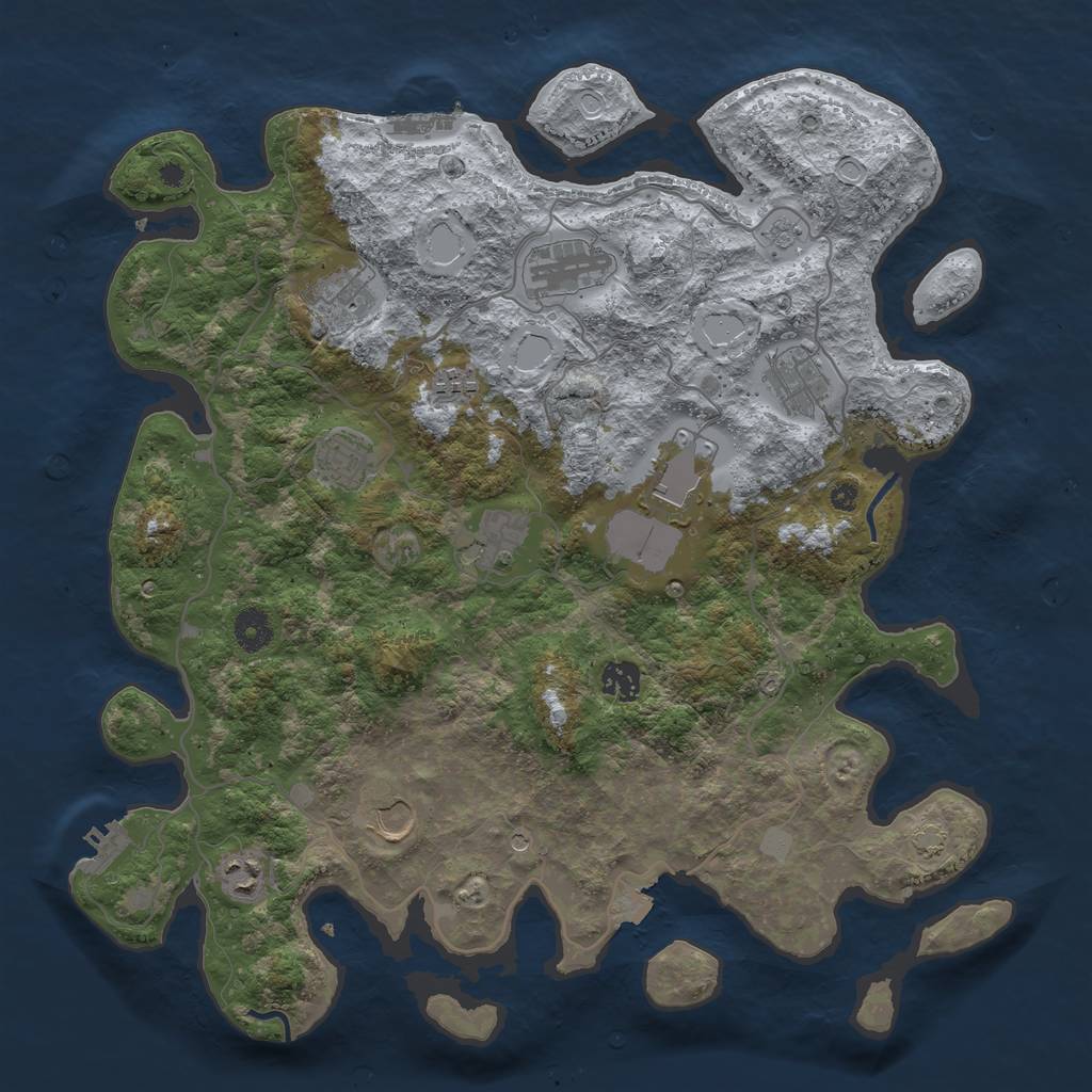 Rust Map: Procedural Map, Size: 4000, Seed: 484849, 18 Monuments