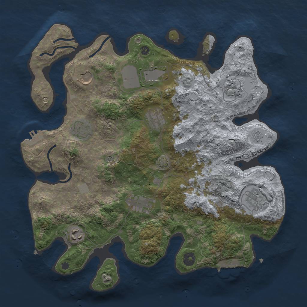 Rust Map: Procedural Map, Size: 3500, Seed: 1308339401, 16 Monuments