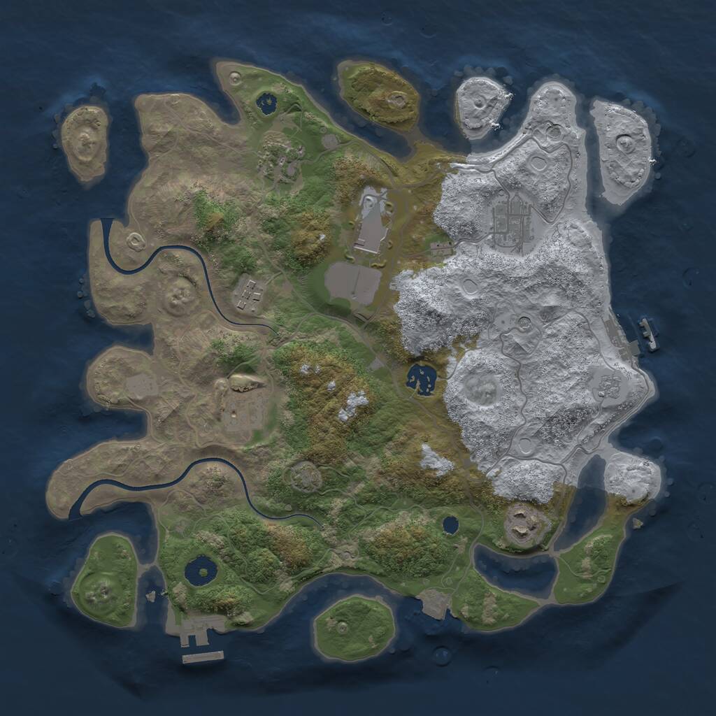 Rust Map: Procedural Map, Size: 3500, Seed: 459365, 13 Monuments