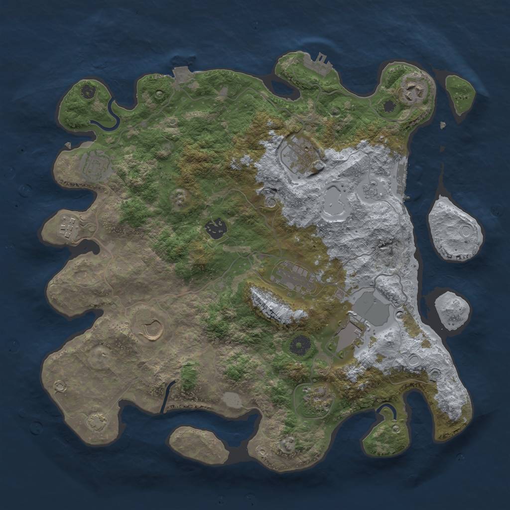 Rust Map: Procedural Map, Size: 3750, Seed: 2127137277, 17 Monuments