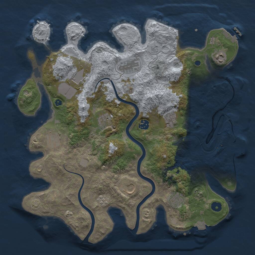Rust Map: Procedural Map, Size: 3750, Seed: 1896627213, 16 Monuments