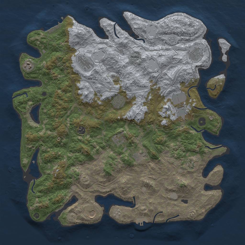Rust Map: Procedural Map, Size: 4500, Seed: 812281676, 19 Monuments