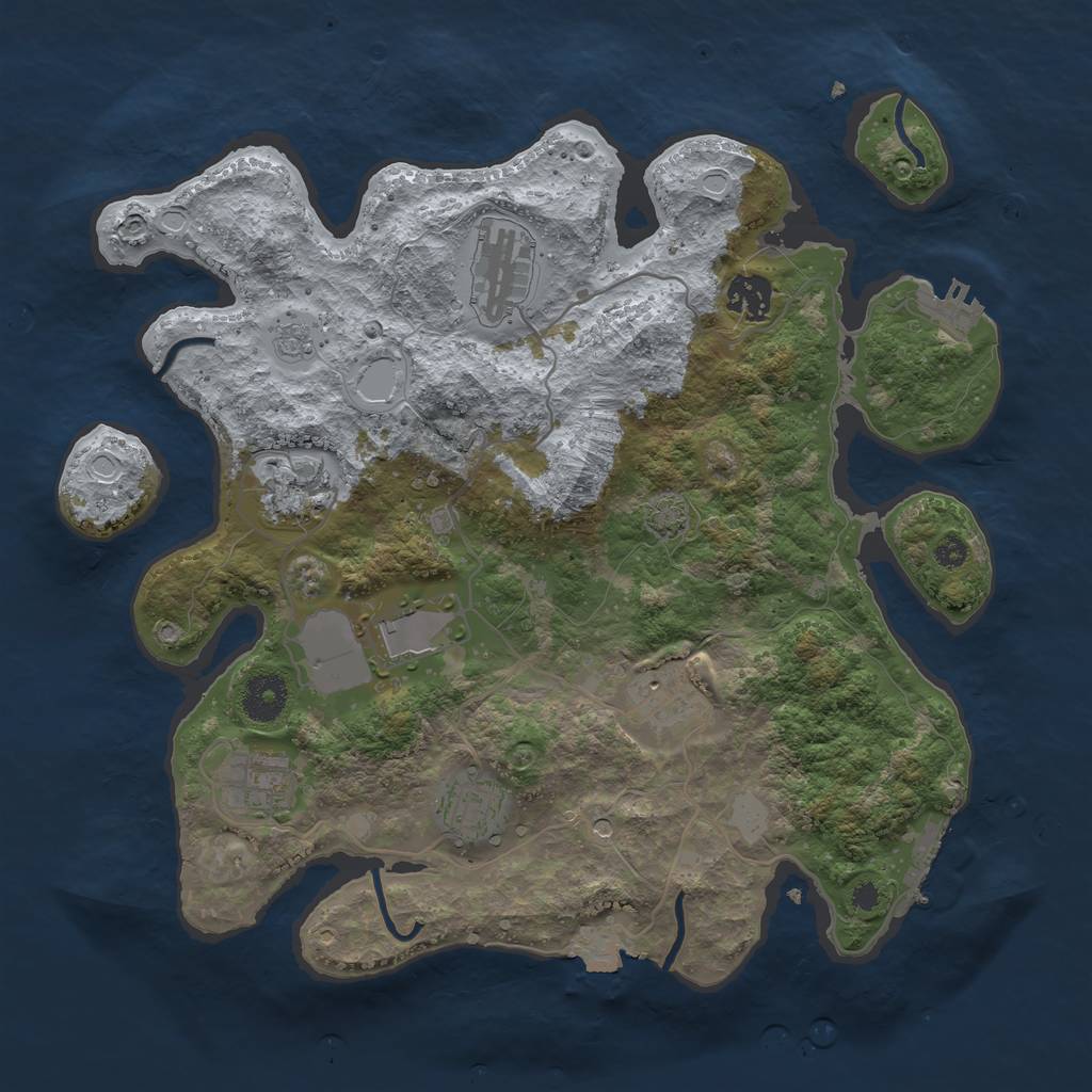 Rust Map: Procedural Map, Size: 3500, Seed: 544371325, 15 Monuments