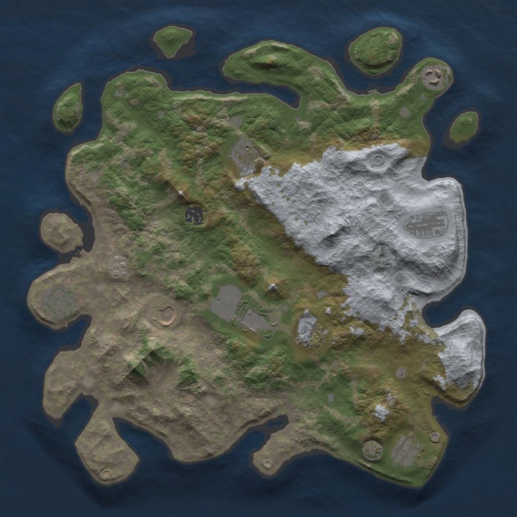 Rust Map: Barren, Size: 4000, Seed: 1111, 14 Monuments