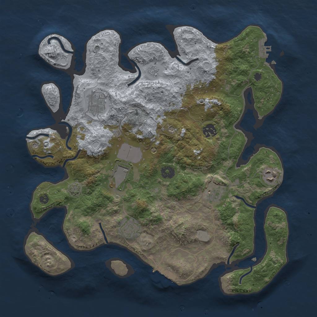 Rust Map: Procedural Map, Size: 3500, Seed: 1033175279, 14 Monuments