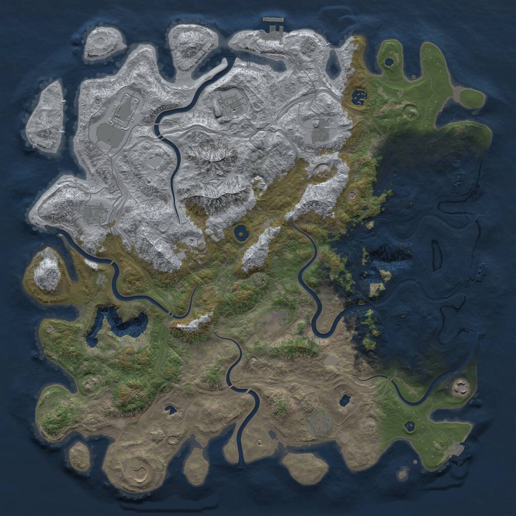 Rust Map: Procedural Map, Size: 5000, Seed: 37910641, 17 Monuments