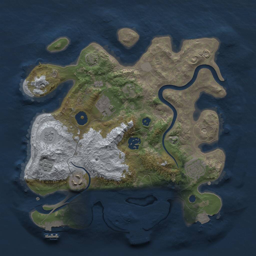 Rust Map: Procedural Map, Size: 3000, Seed: 672216580, 11 Monuments