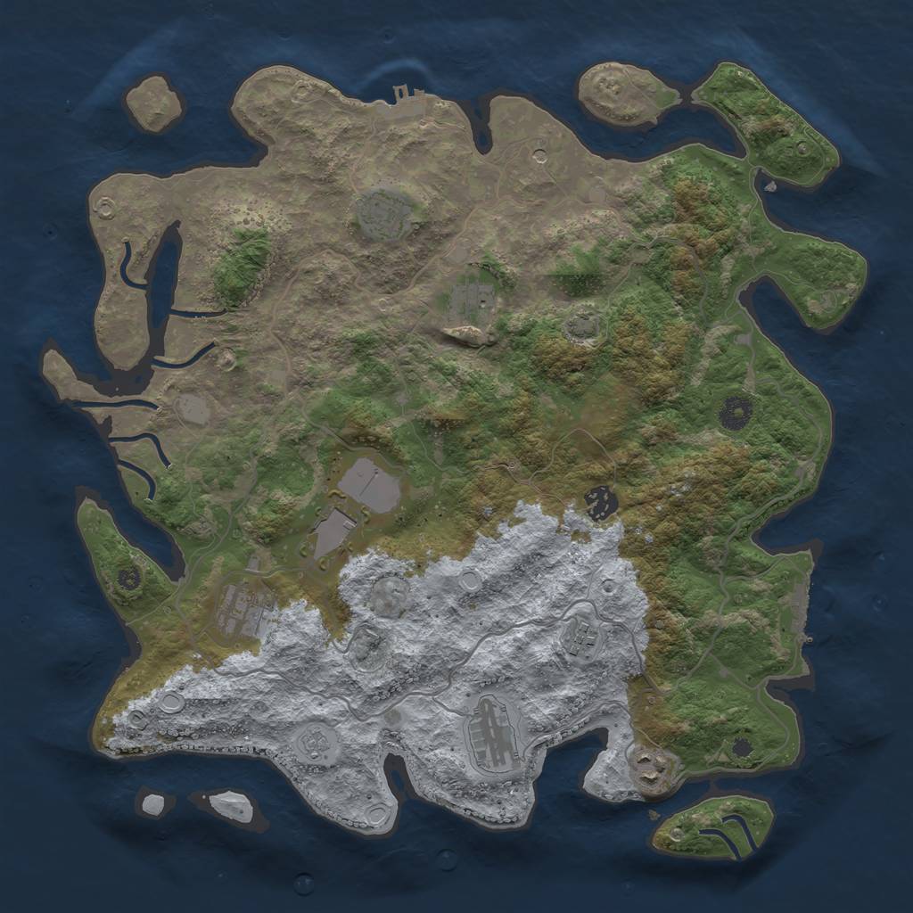 Rust Map: Procedural Map, Size: 4000, Seed: 12345424, 16 Monuments