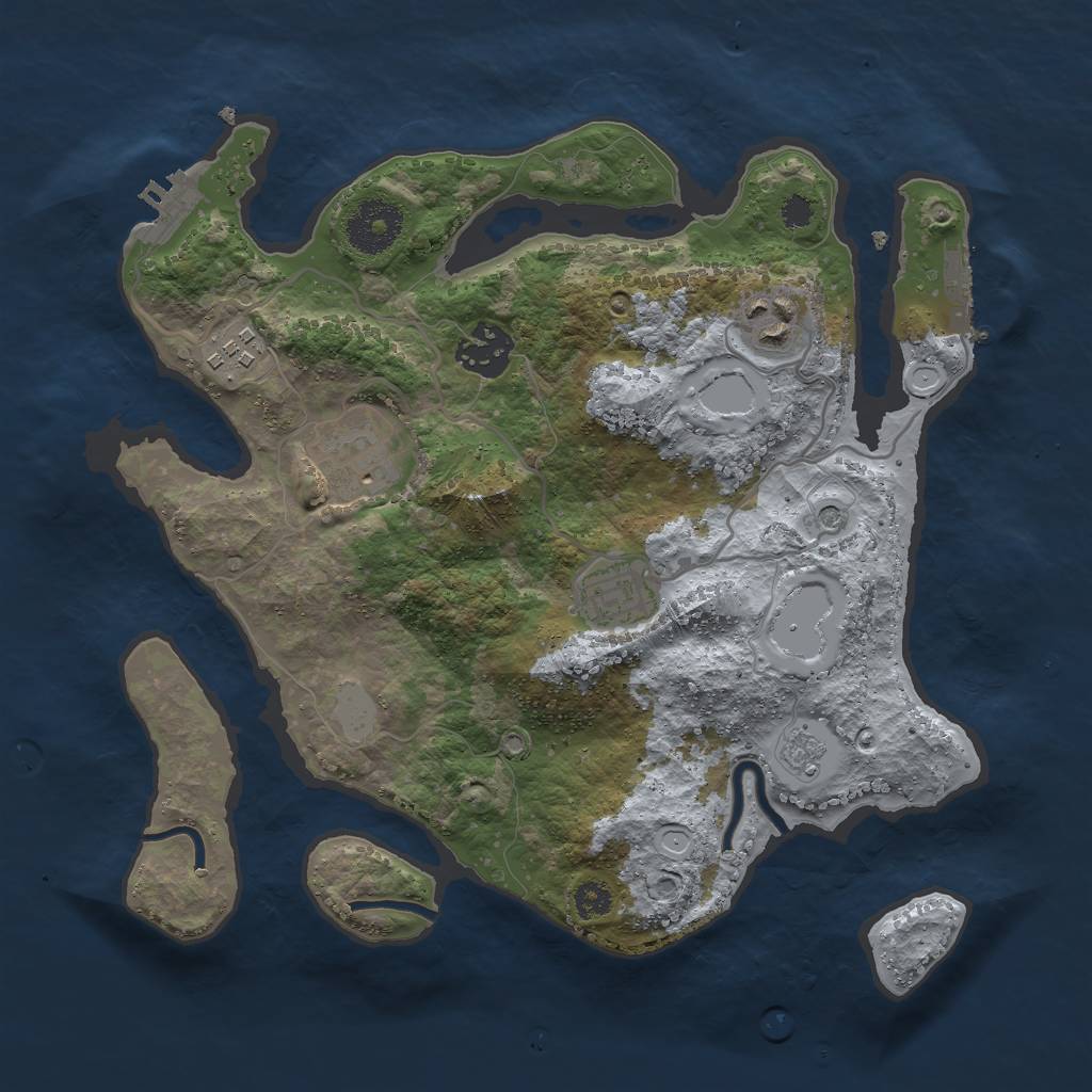 Rust Map: Procedural Map, Size: 3000, Seed: 29228, 12 Monuments