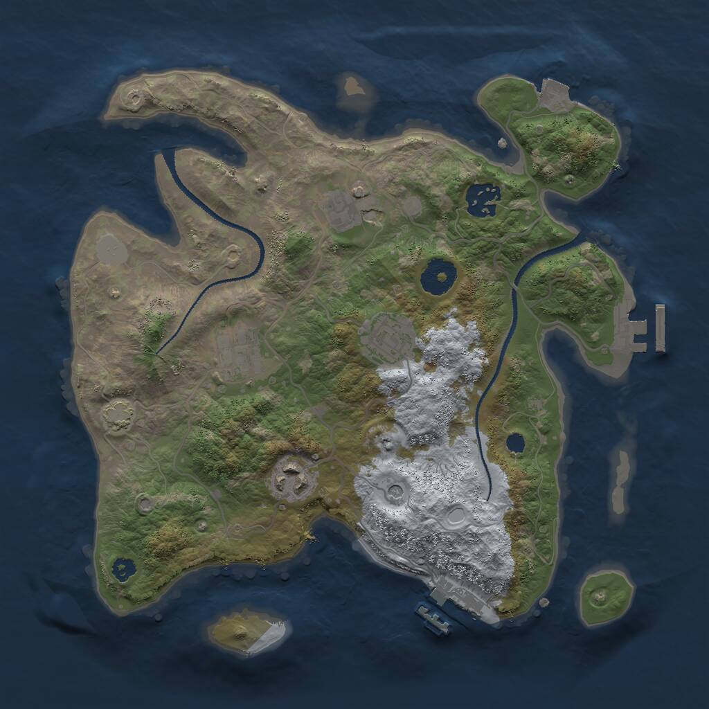 Rust Map: Procedural Map, Size: 3000, Seed: 58459841, 10 Monuments